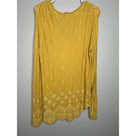 Lucky Brand Women’s Mustard Yellow Boho Tassel Long Sleeve Top Blouse Size L - Picture 2 of 11